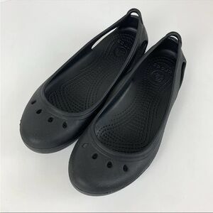Crocs Kadee Flats Womens 7 Black Slip On Ballet Outdoors Comfort Rubber Shoes